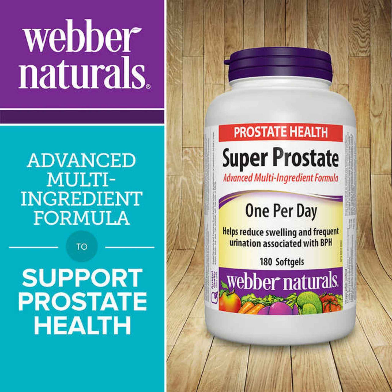 Image of Webber Naturals Super Prostate Advanced Multi-Ingredient Formula Softgels 180-Pack - 1 x 321 Grams
