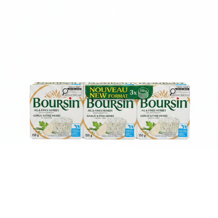 Boursin Garlic & Fine Herbs Cheese - 3 x 150 Grams