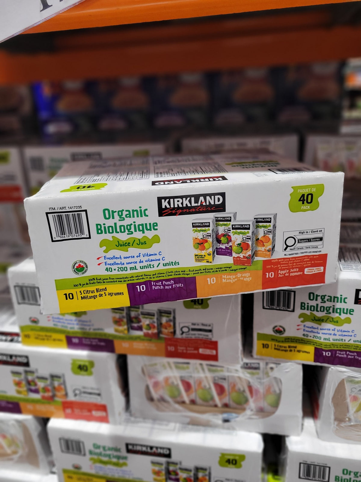 Kirkland Signature Organic Juice Assorted Flavours - 40 x 200 ML