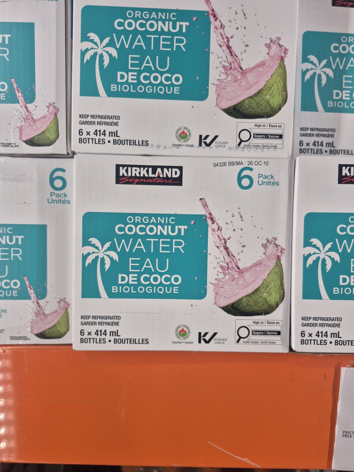 Kirkland Signature Organic Coconut Water - 6 x 414 ML