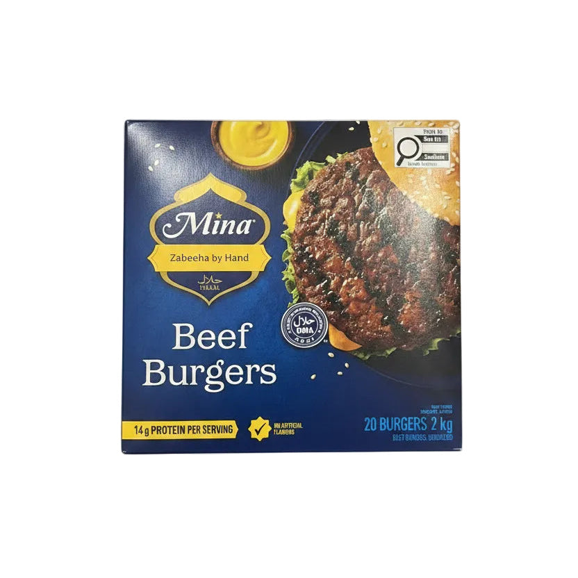 Mina Halal Beef Burgers - 1 x 2 Kilos