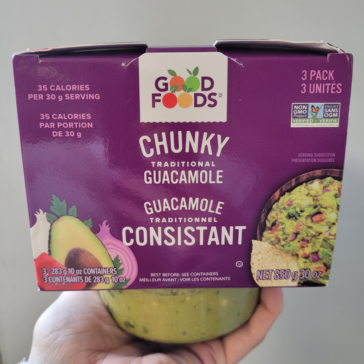 Image of GoodFoods Chunky Guacamole 3-Pack - 1 x 850 Grams