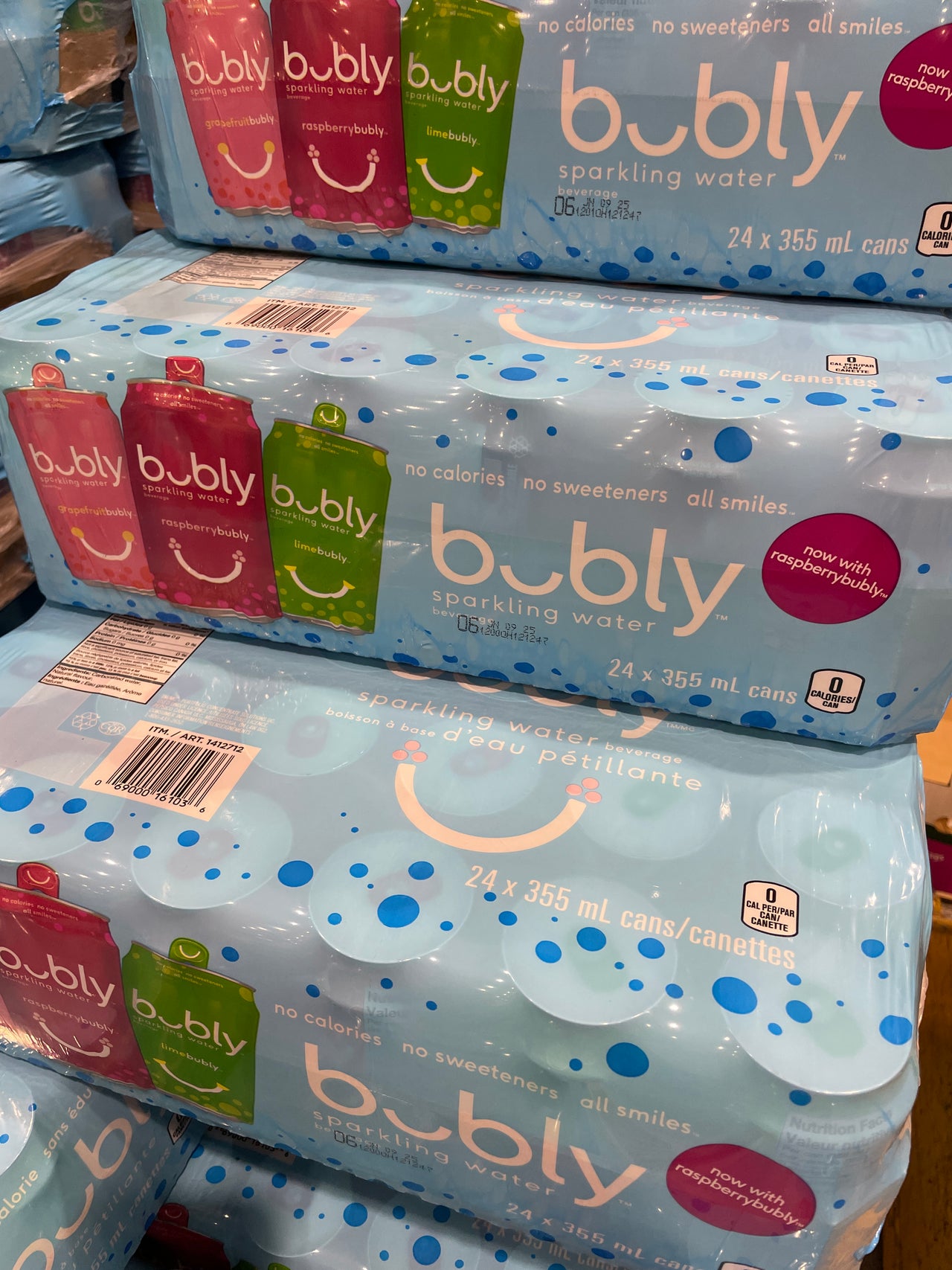 Image of Bubly Grapefruit, Raspberry & Lime Variety Pack - 23 x 355 ML