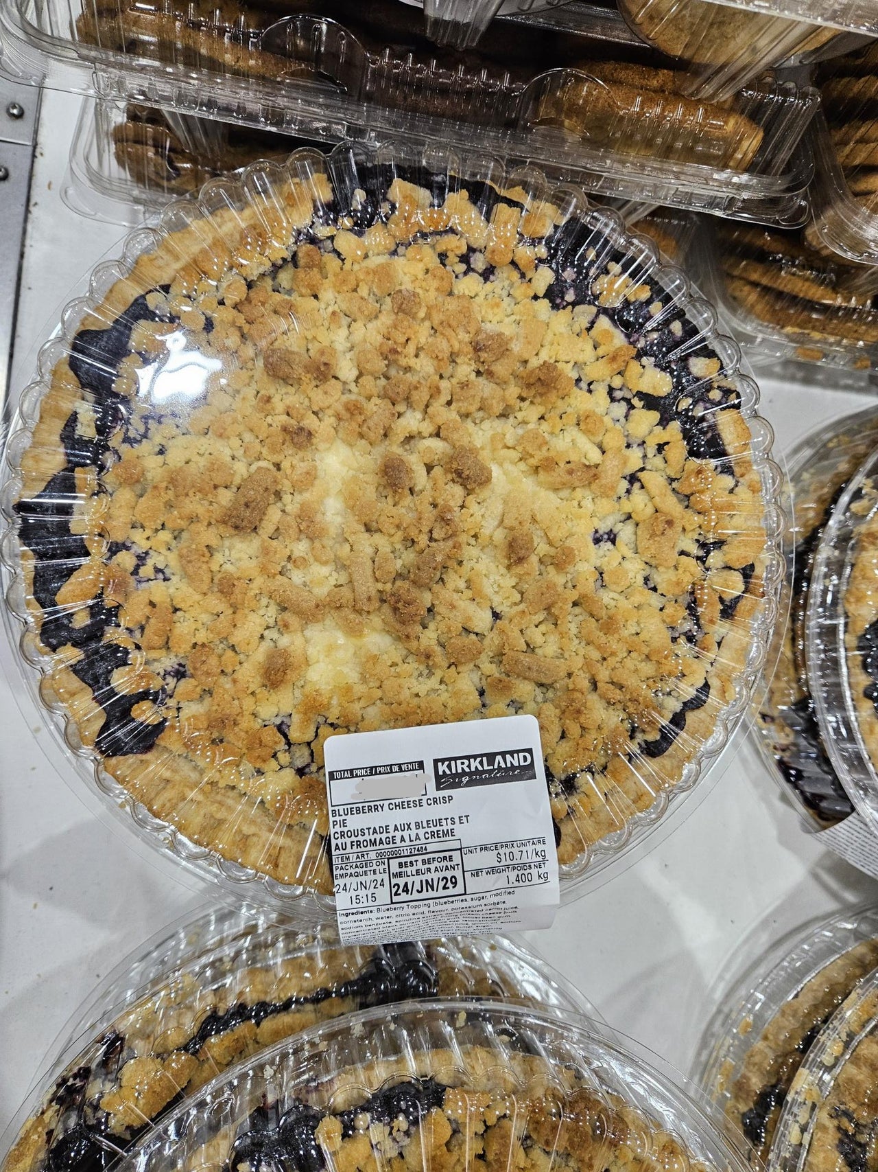 Image of Kirkland Signature Blueberry Cheese Crisp Pie - 1 x 1.4 Kilos