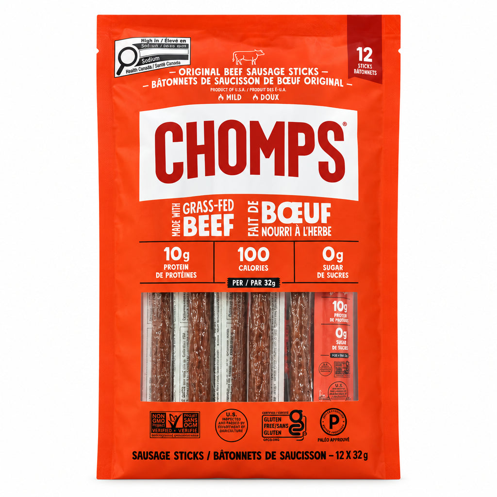 Chomps Grass Fed Beef Sticks - 1 x 384 Grams