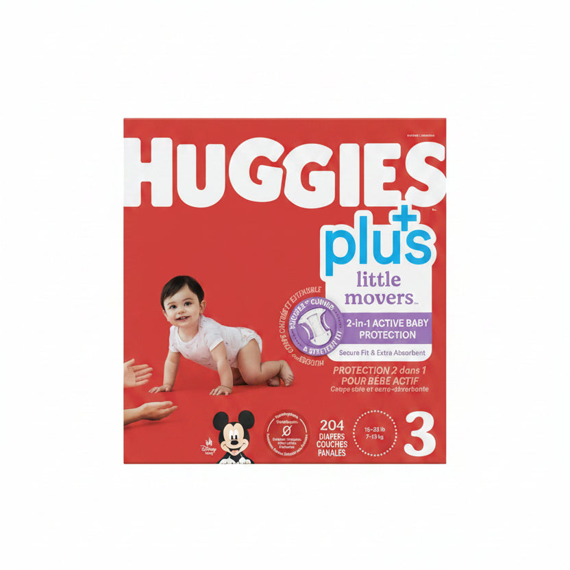 Huggies Little Movers Plus, Size 3 204-Pack - 1 x 5.4 Kilos