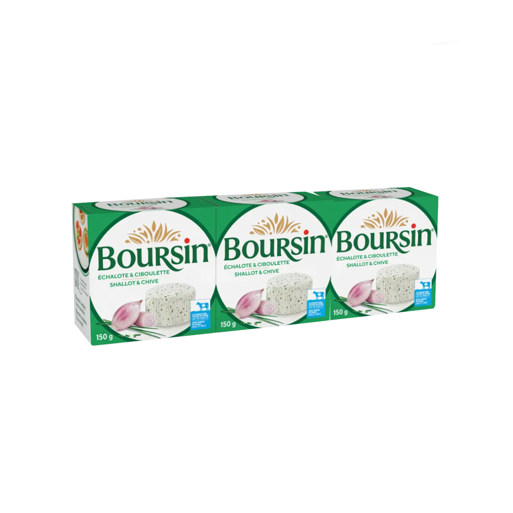Boursin Shallot & Chive Cheese - 3 x 150 Grams