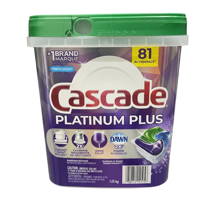 Cascade Platinum Plus Dishwasher Detergent 81- Pack - 1 x 1.25 Kilos