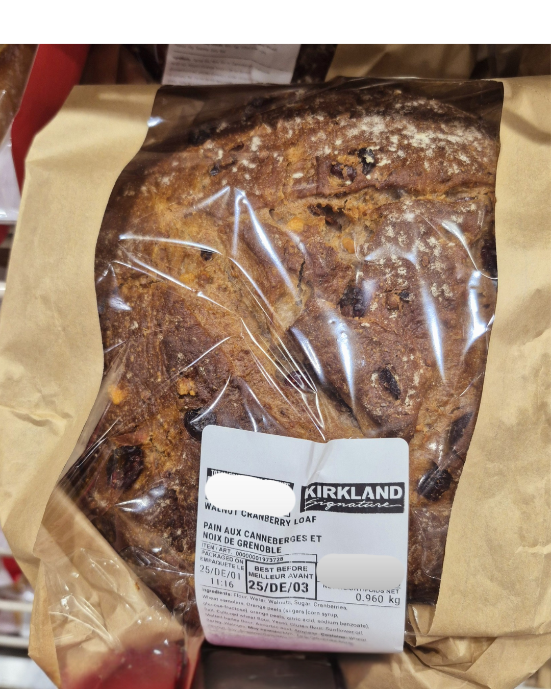 Walnut Cranberry Loaf - 1 x 960 Grams