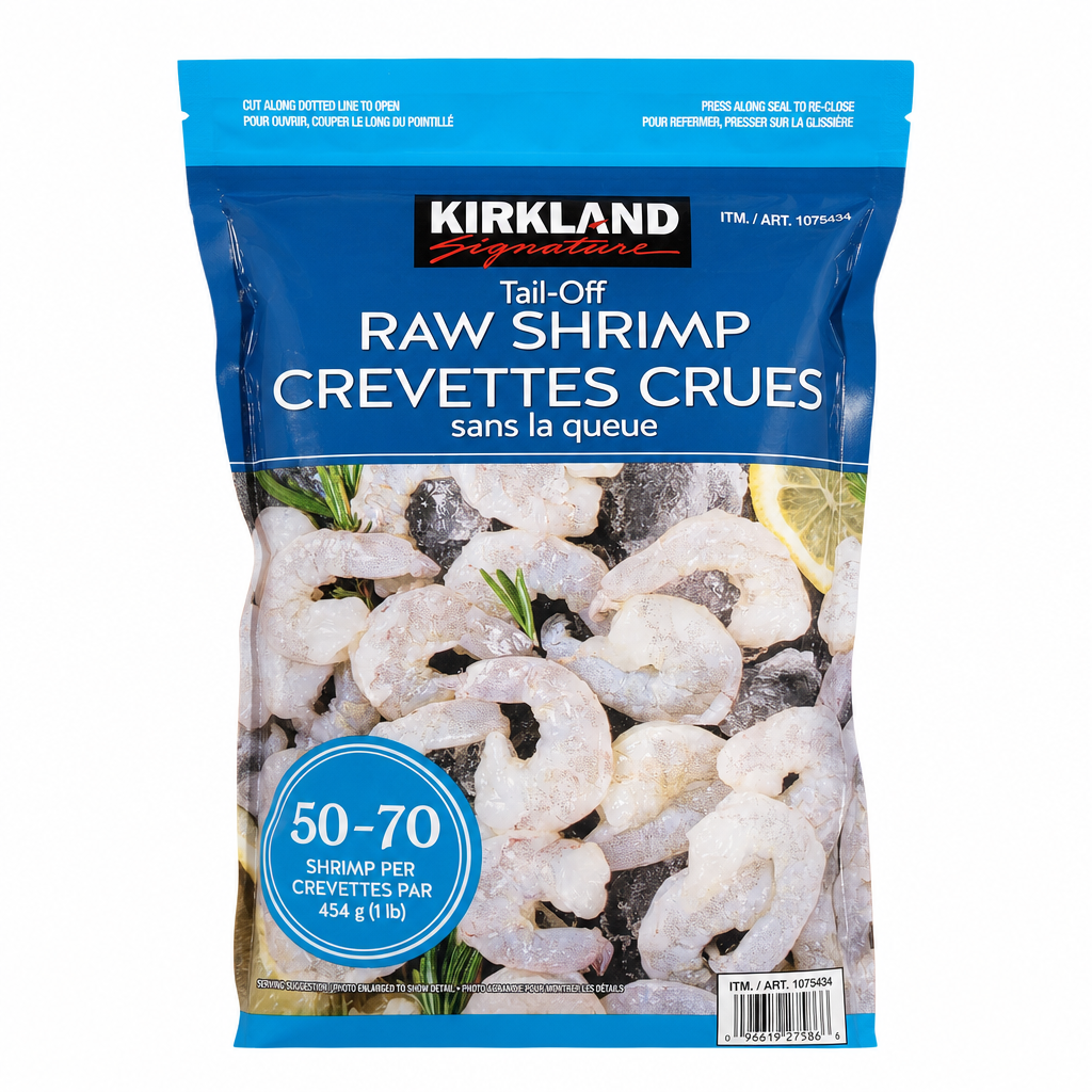 Kirkland Signature Frozen Tail-Off Raw Shrimp 50/70 - 1 x 907 Grams