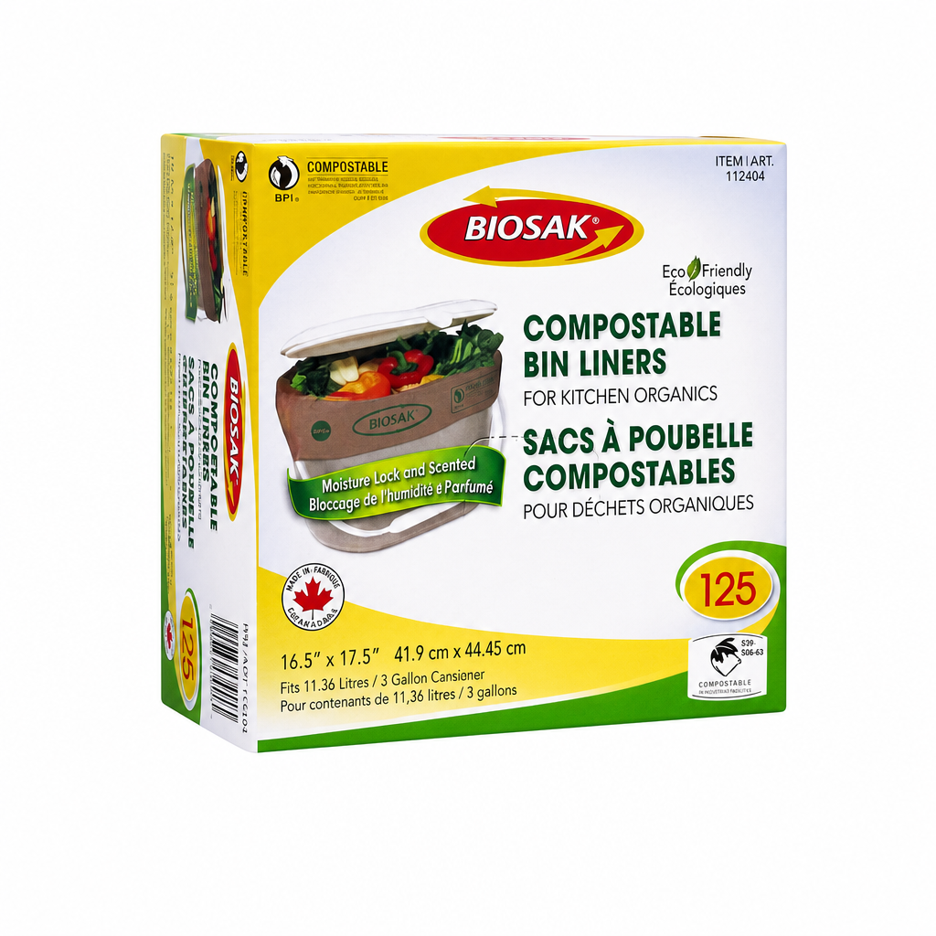 Biosak Compostable Kitchen Bin Liners, 125-count - 1 x 1.1 KG