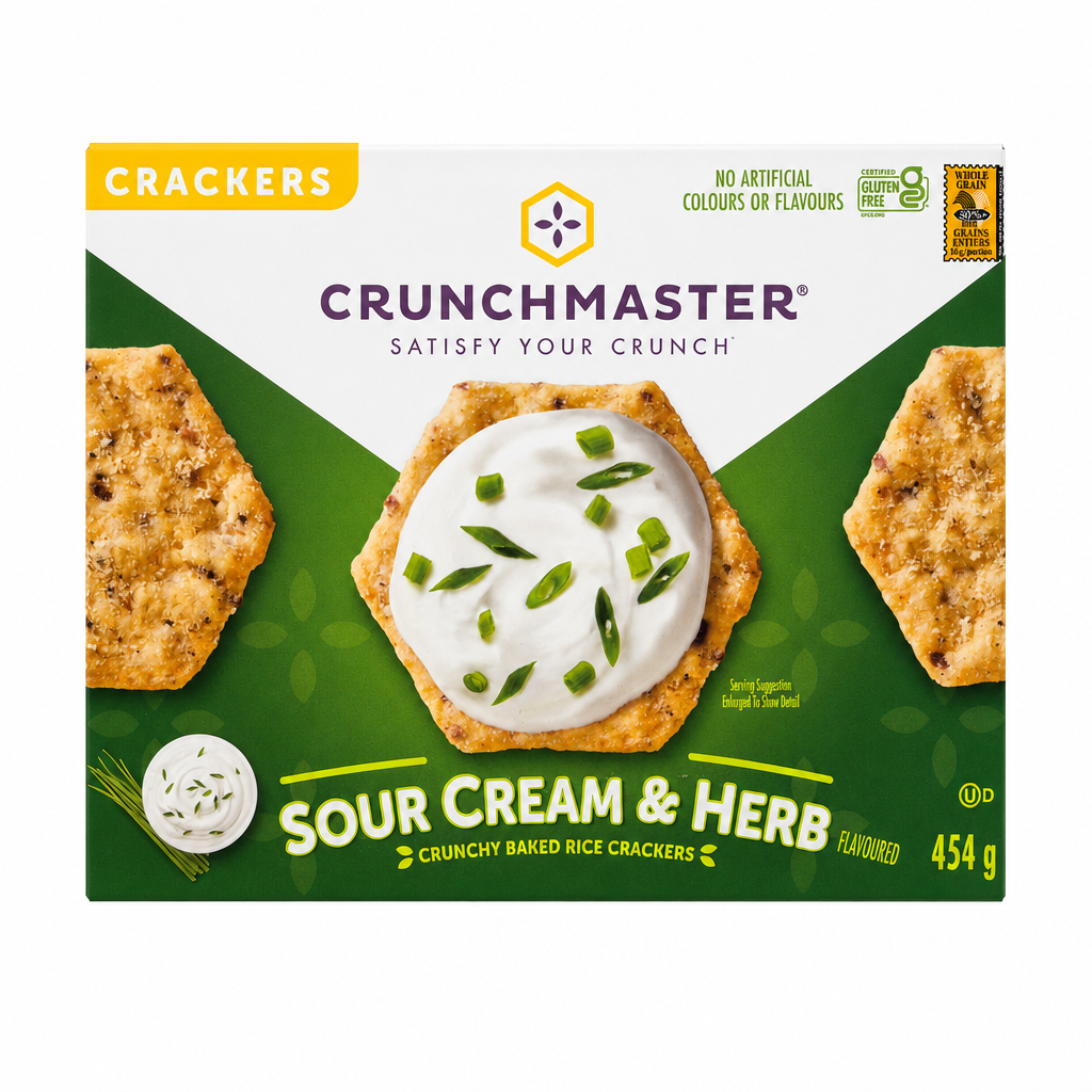 Crunchmaster Sour Cream and Herb Crackers - 1 x 454 Grams