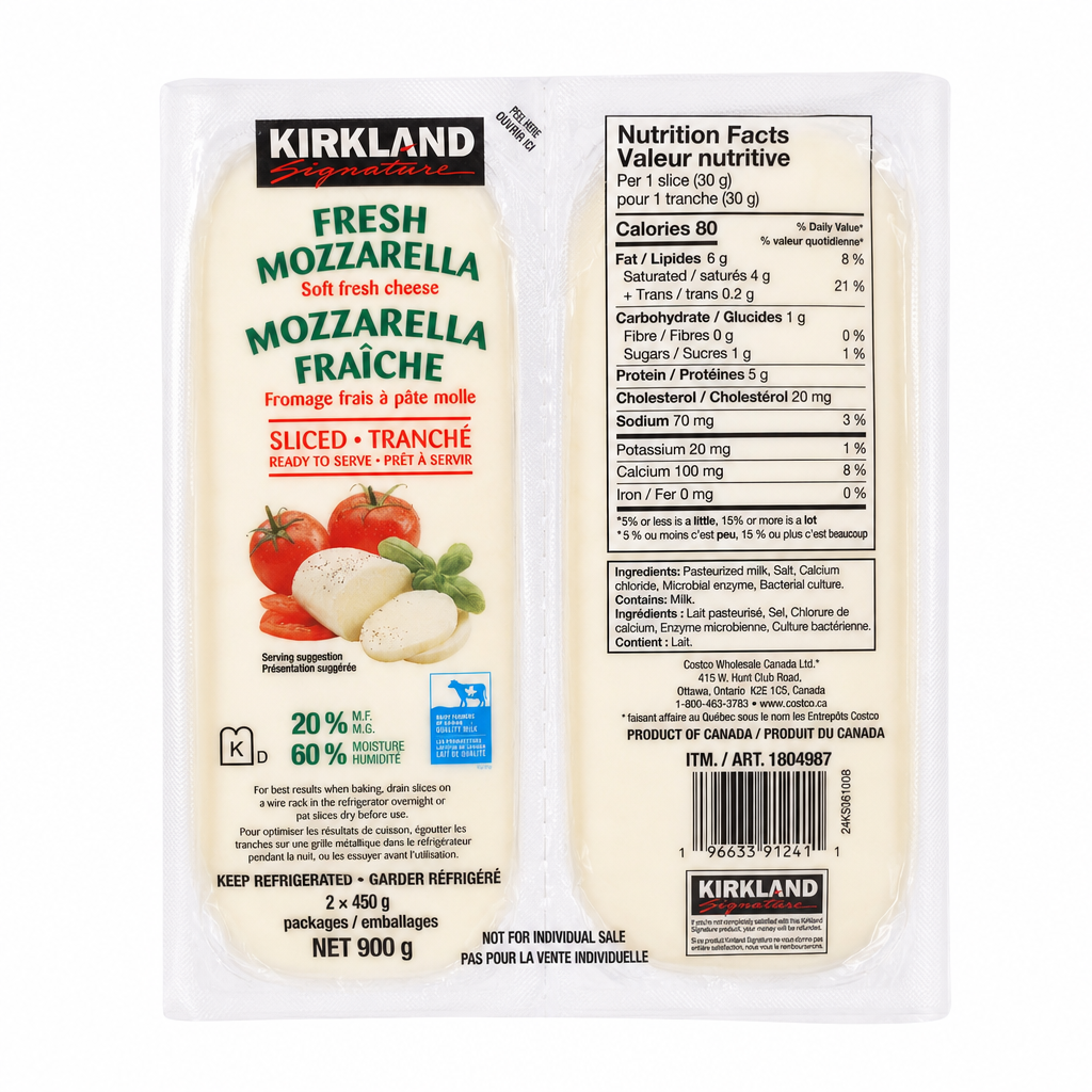 Kirkland Signature Sliced Mozzarella - 2 x 450 Grams