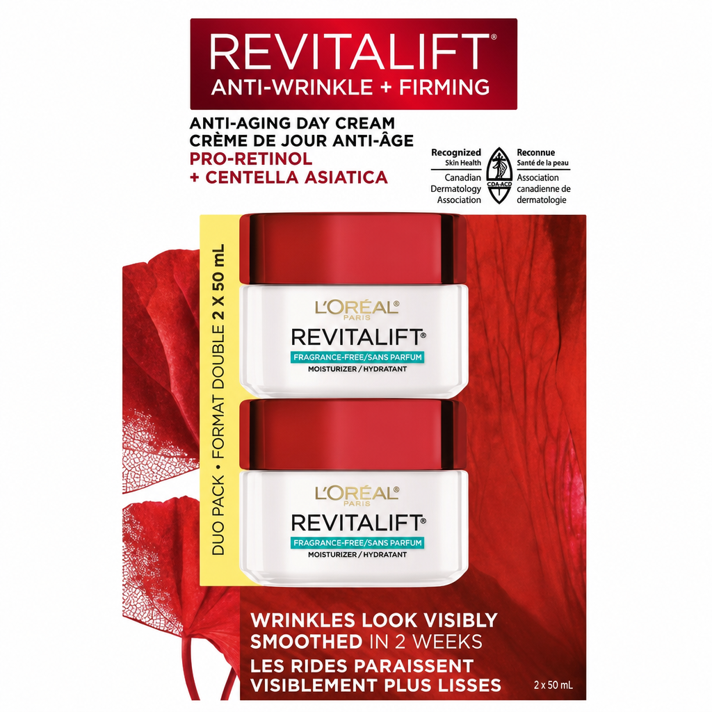 L'Oreal Revitalift Day Cream Moisturizer SPF 25 - 2 x 50 mL