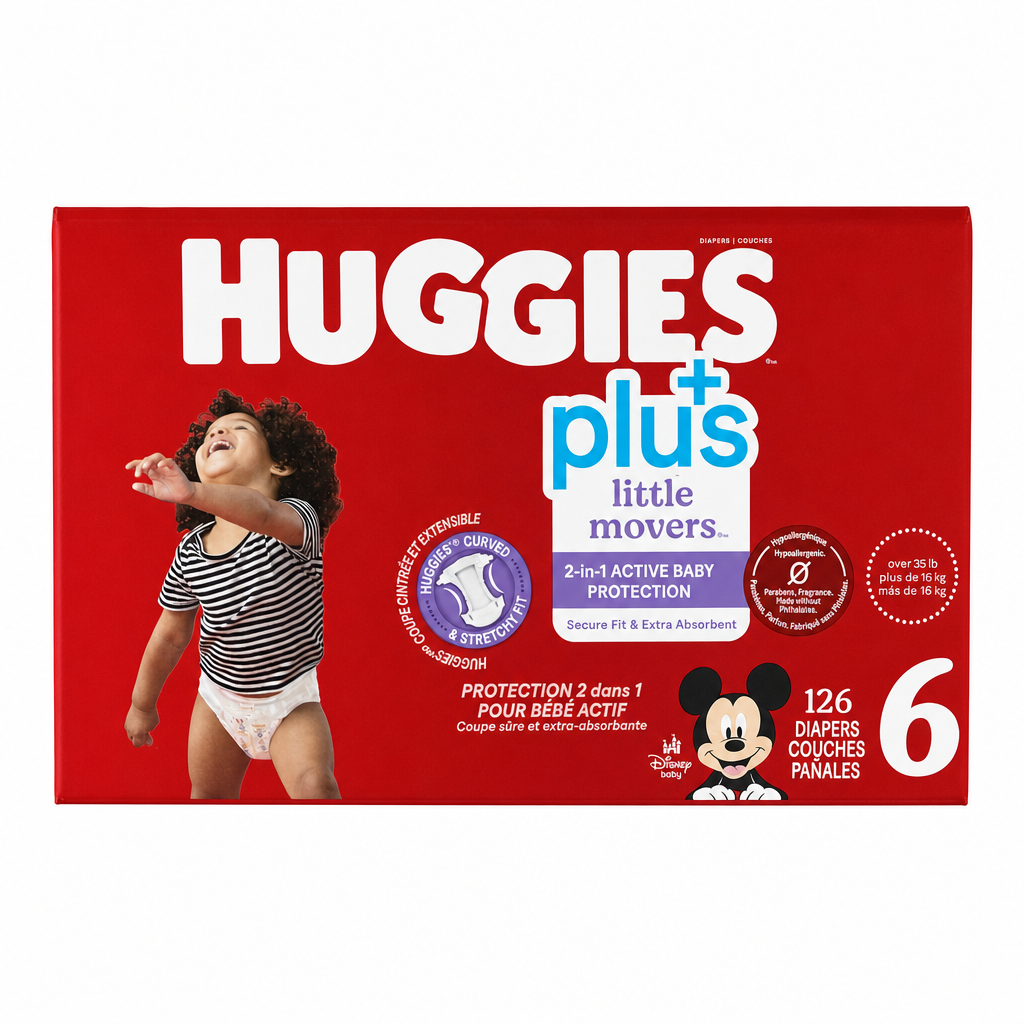 Huggies Little Movers Plus, Size 6, 126-Pack - 1 x 4.7 Kilos