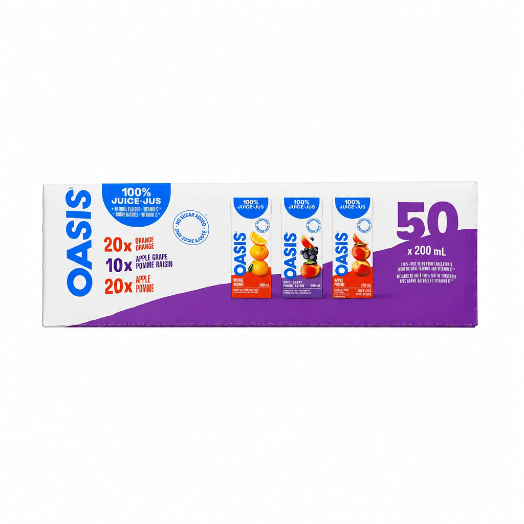 Oasis Assorted Flavors 100% Juice blend Boxes - 50 x 200 ML