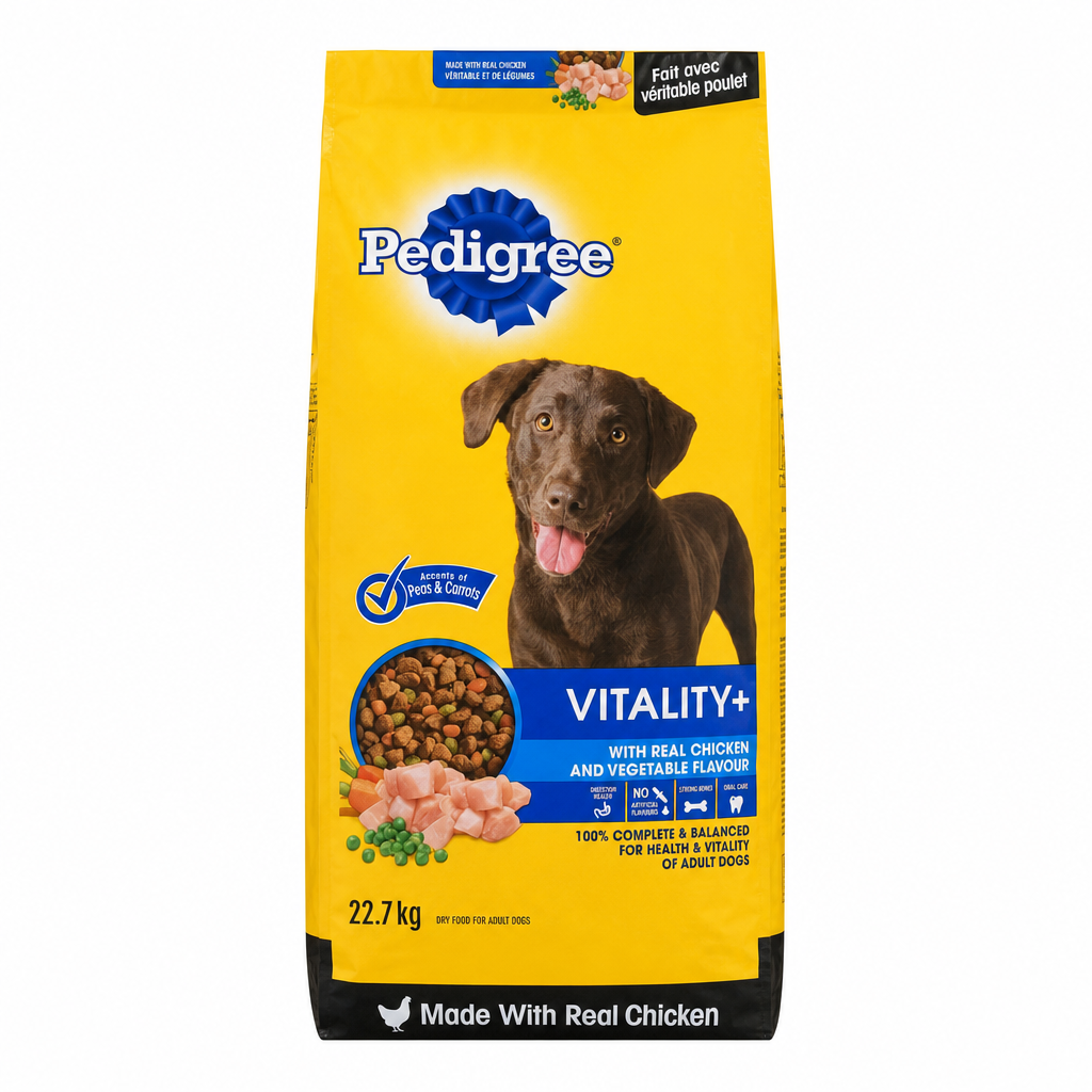 Pedigree Vitality Adult Food With Real Chicken & Vegetable Flavour - 1 x 22.7 Kilos
