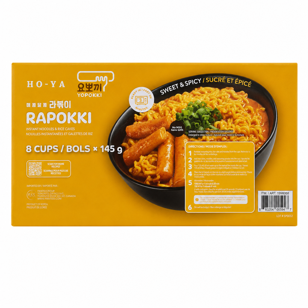 Rapokki Instant Noodles & Rice Cakes - 8 x 145 Grams