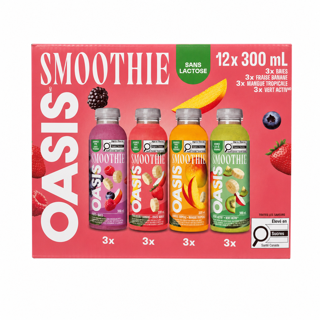 Oasis Lactose Free Smoothie Variety Pack - 12 x 300 ML