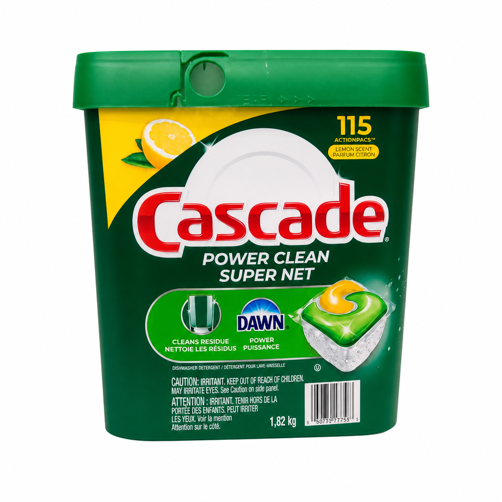 Cascade Power Clean Dishwasher Detergent ActionPacs 115-Pack Lemon Scent - 1 x 1.82 Kilos