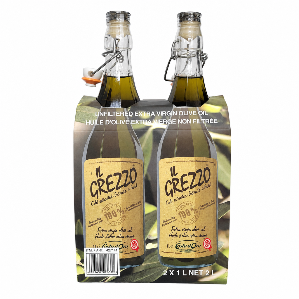 IL Grezzo Unfiltered Extra Virgin Olive Oil 2-Pack - 2 x 1 Kilos