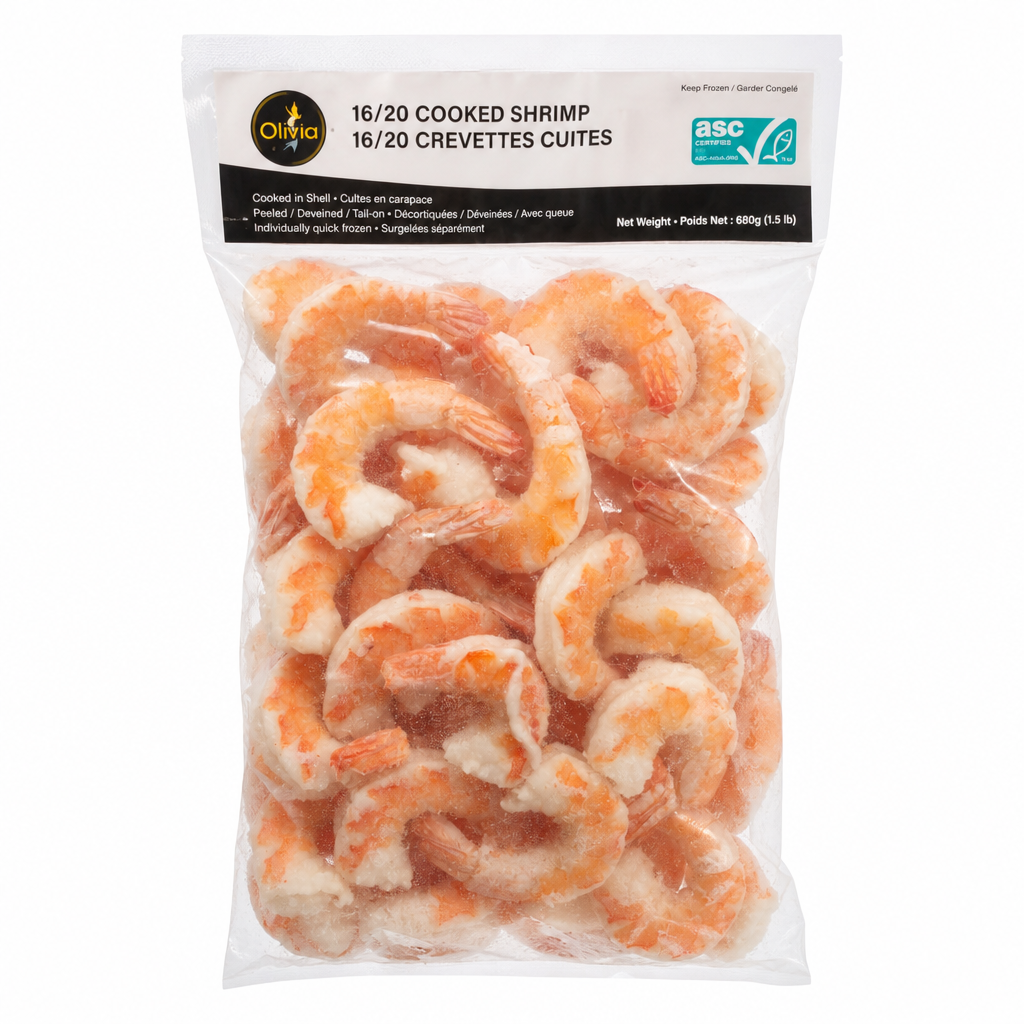 Olivia Frozen Cooked Shrimp 16/20 - 1 x 680 Grams