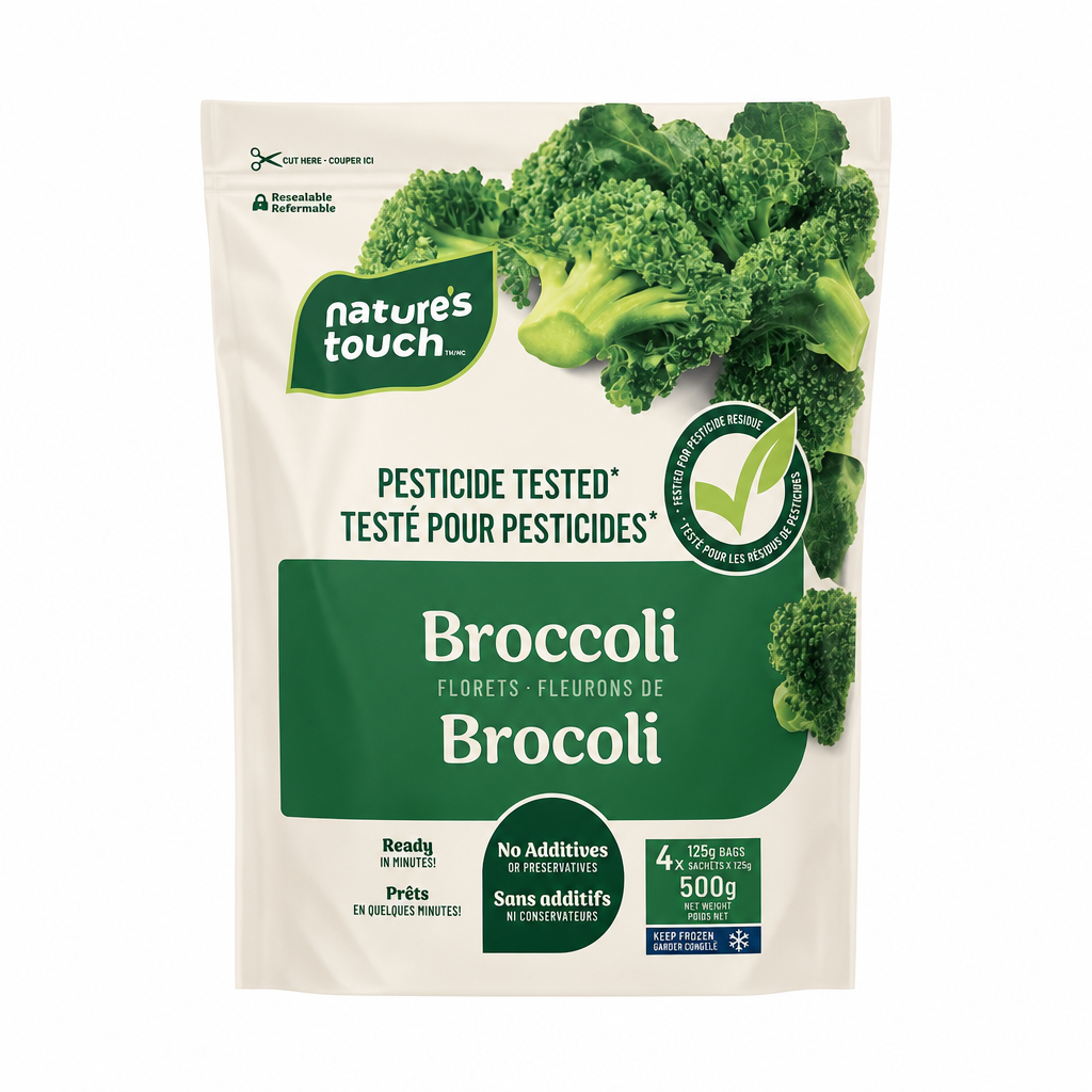 Nature's Touch Pesticide Free Frozen Broccoli - 4 x 500 Grams