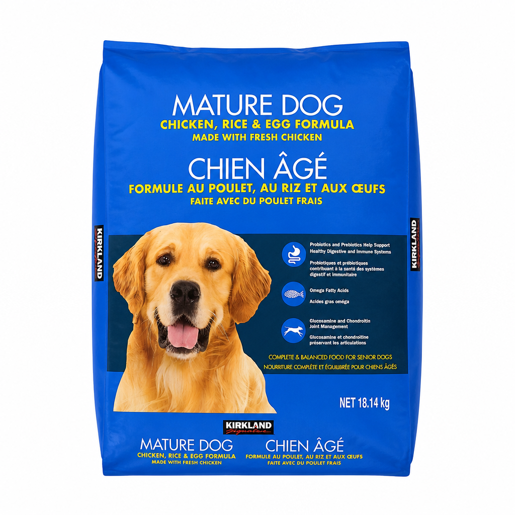 Kirkland Signature Mature Dog Food, Chicken, Rice & Egg Formula - 1 x 18.14 Kilos
