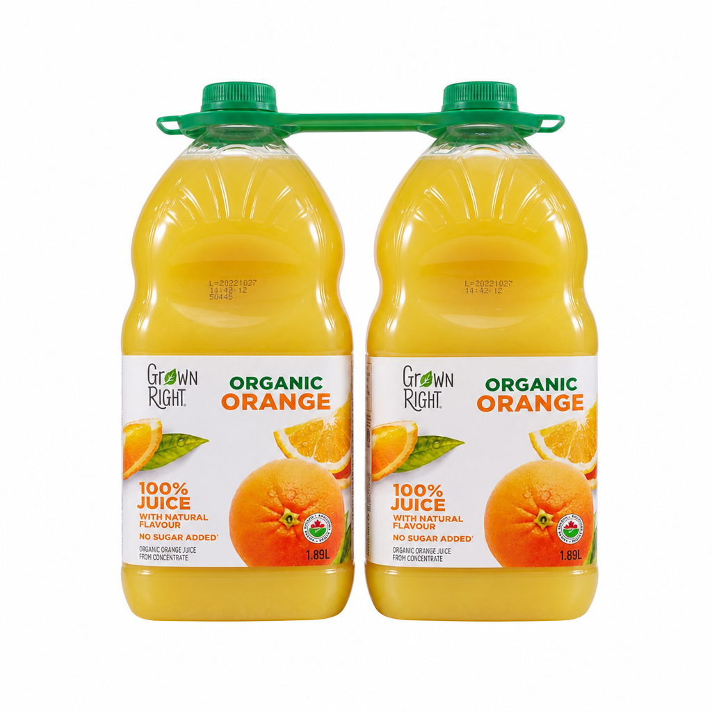 Grown Right Organic Orange Juice 2x1.89L - 1 x 3.78 Kilos