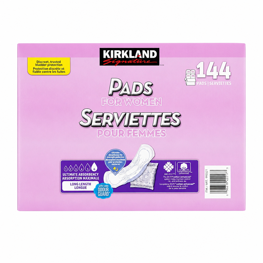 Kirkland Signature Long Pads 144ct - 1 x 1070 Grams