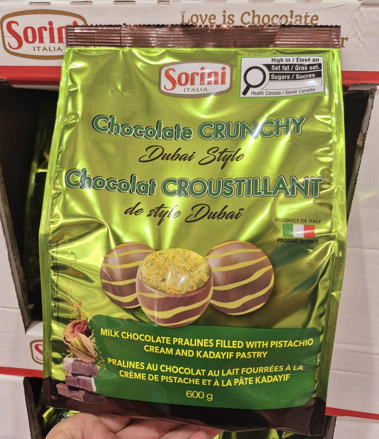 Sorini Chocolate Crunchy Pistachio Pralines - 1 x 600 Grams