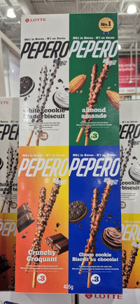 Thumbnail for Lotte Pepero White Cookie, Almond, Crunchy & Chocolate Pack - 1 x 405 Grams