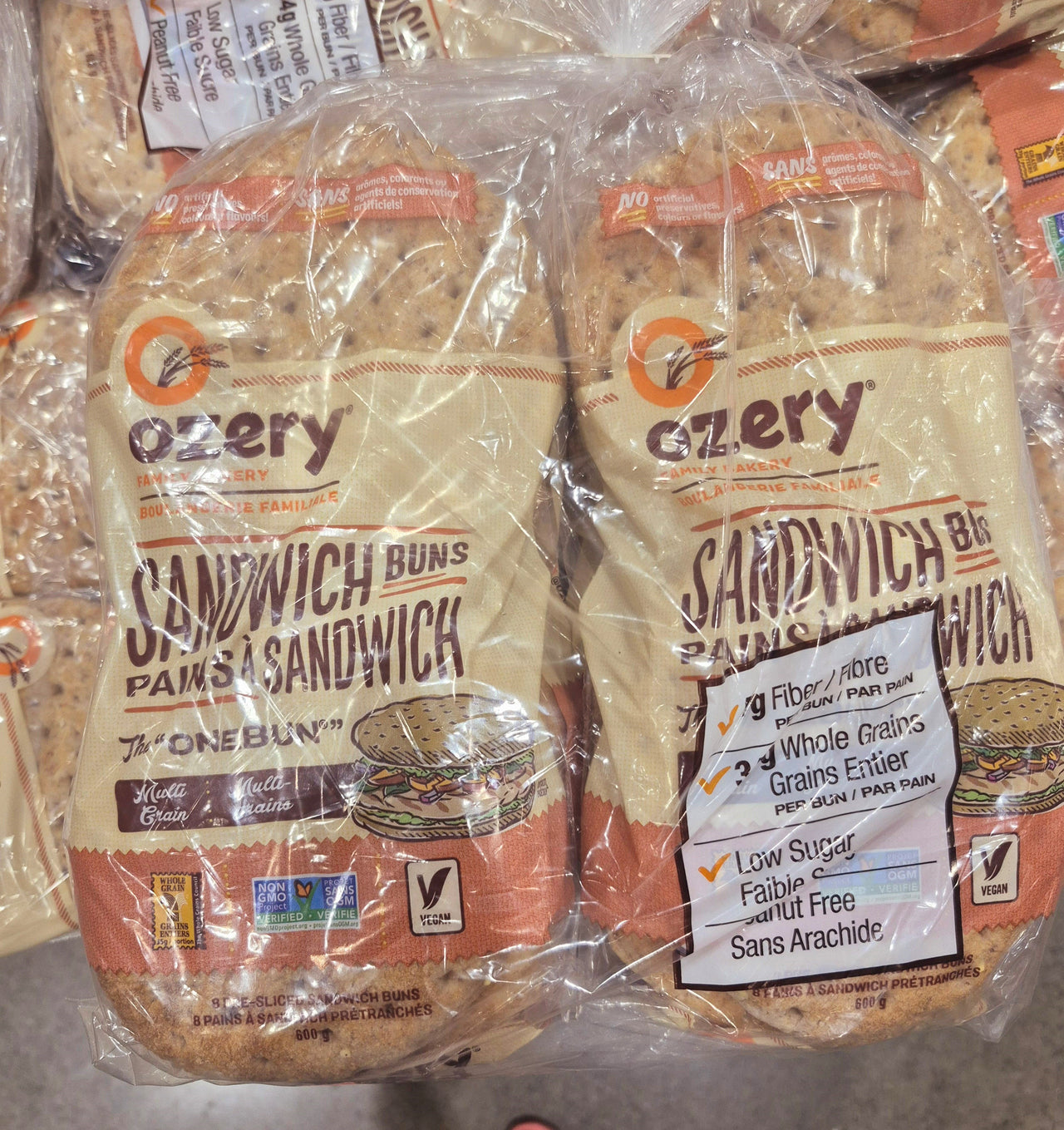 Ozery One Bun Wholegrain Sandwich Buns - 2 x 600 Grams