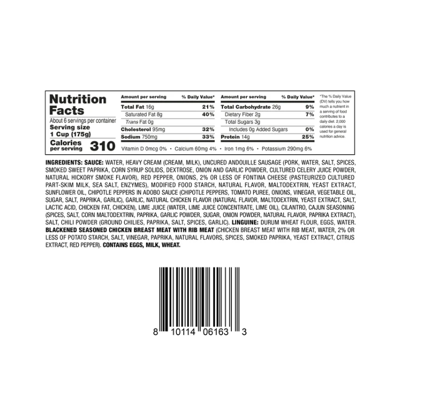 Rana Southwest Style Linguine with Chicken and Andouille Sausage - 1 x 1.13KG