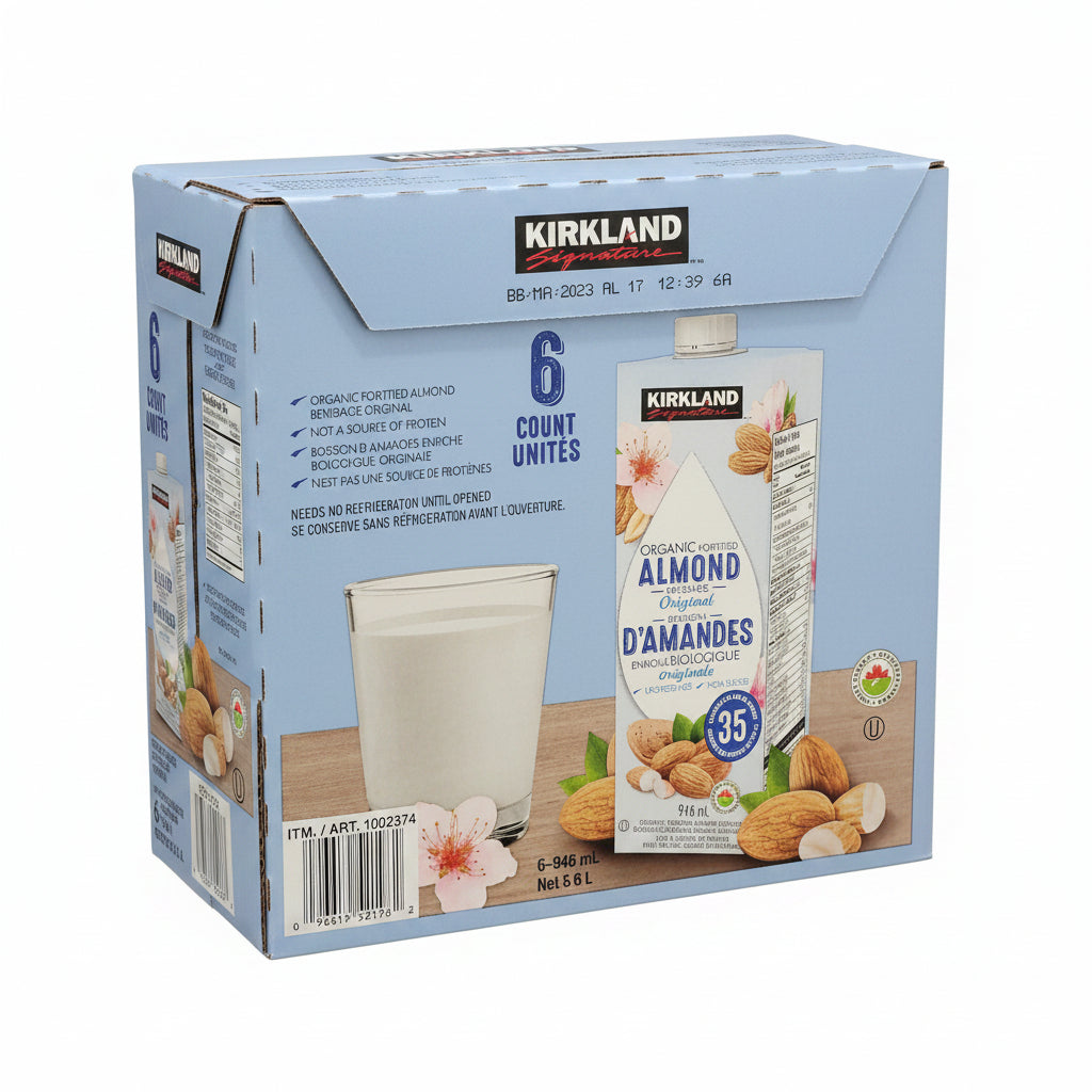 Image of Kirkland Organic Almond Unsweetened Beverage - 6 x 946 Grams