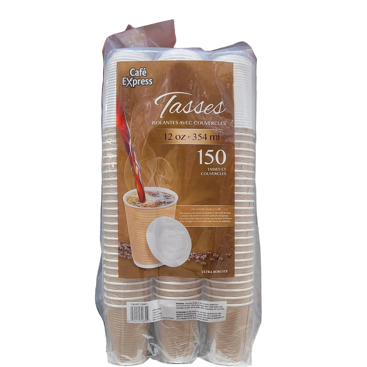 Image of Café Express Hot Cups & Lids 150-Pack - 1 x 481 Grams