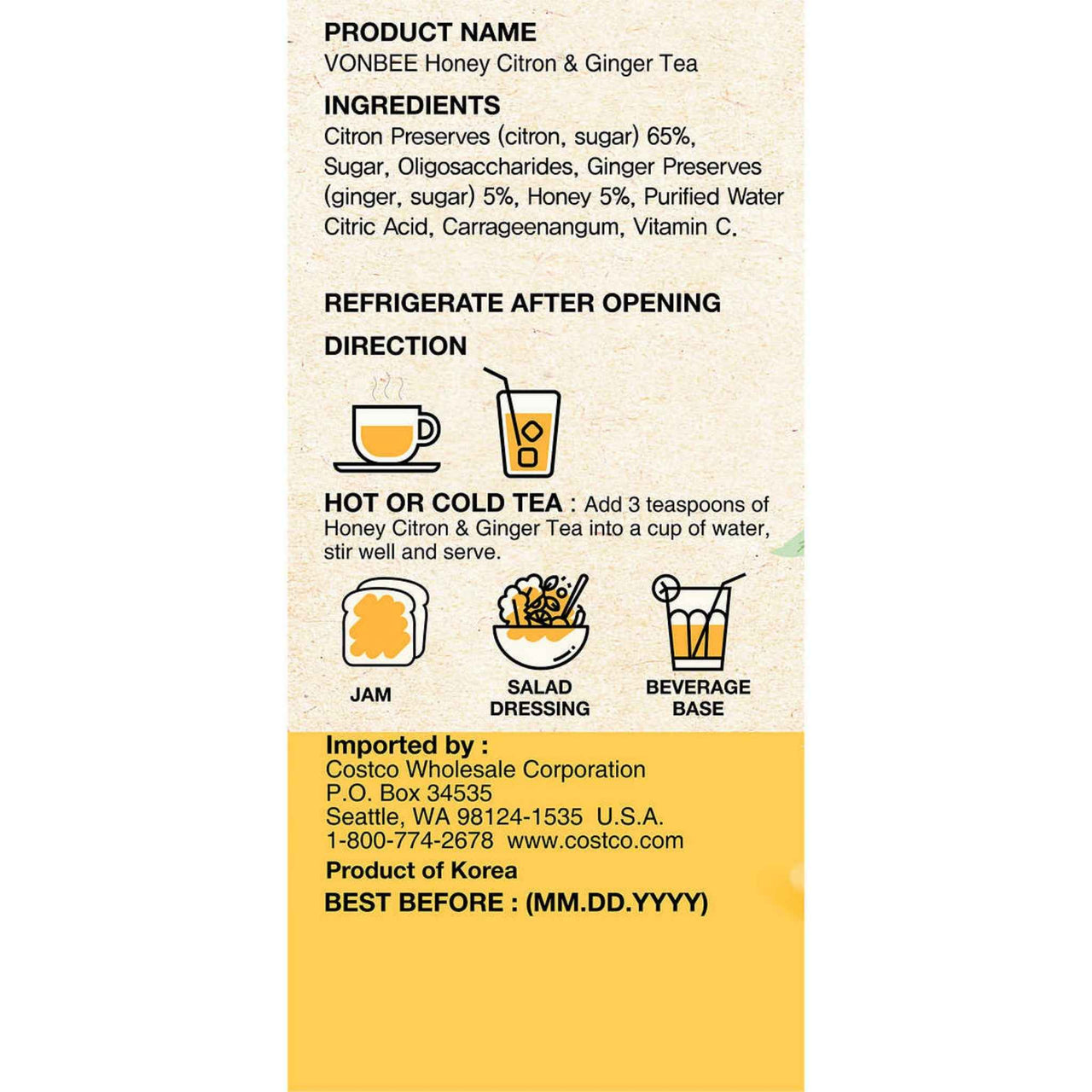 Image of Vonbee Honey Citron and Ginger Tea