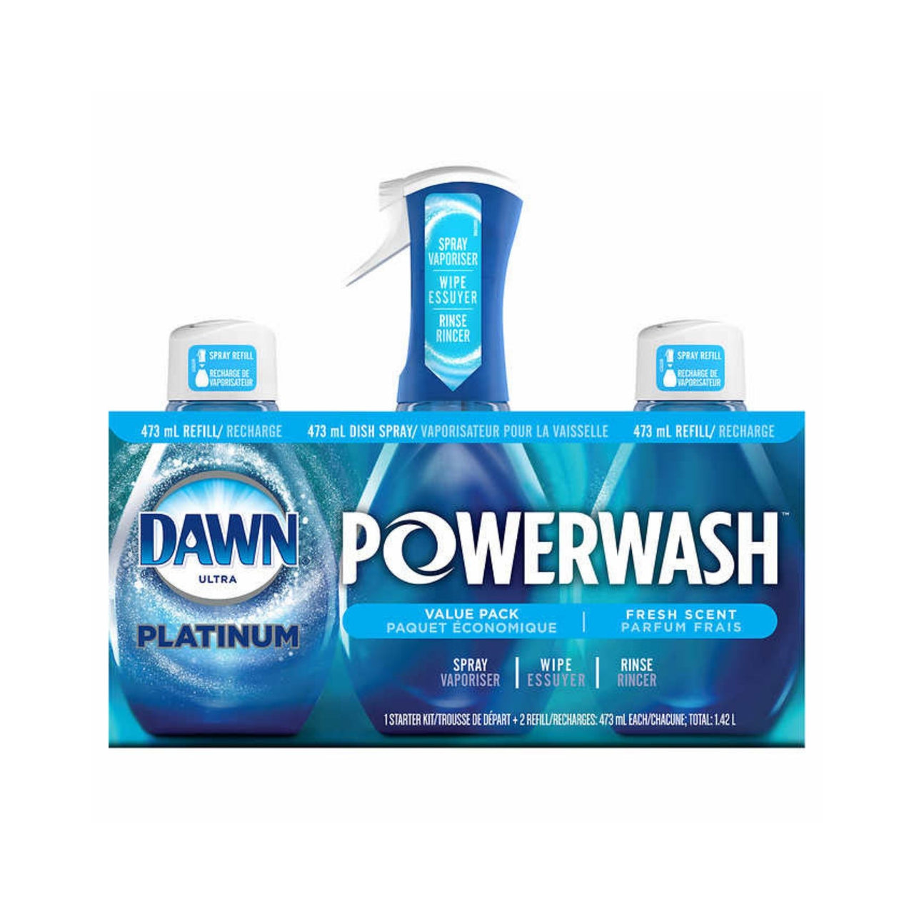 Image of Dawn Platinum Powerwash Dish Spray with Refills - 3 x 473 Grams