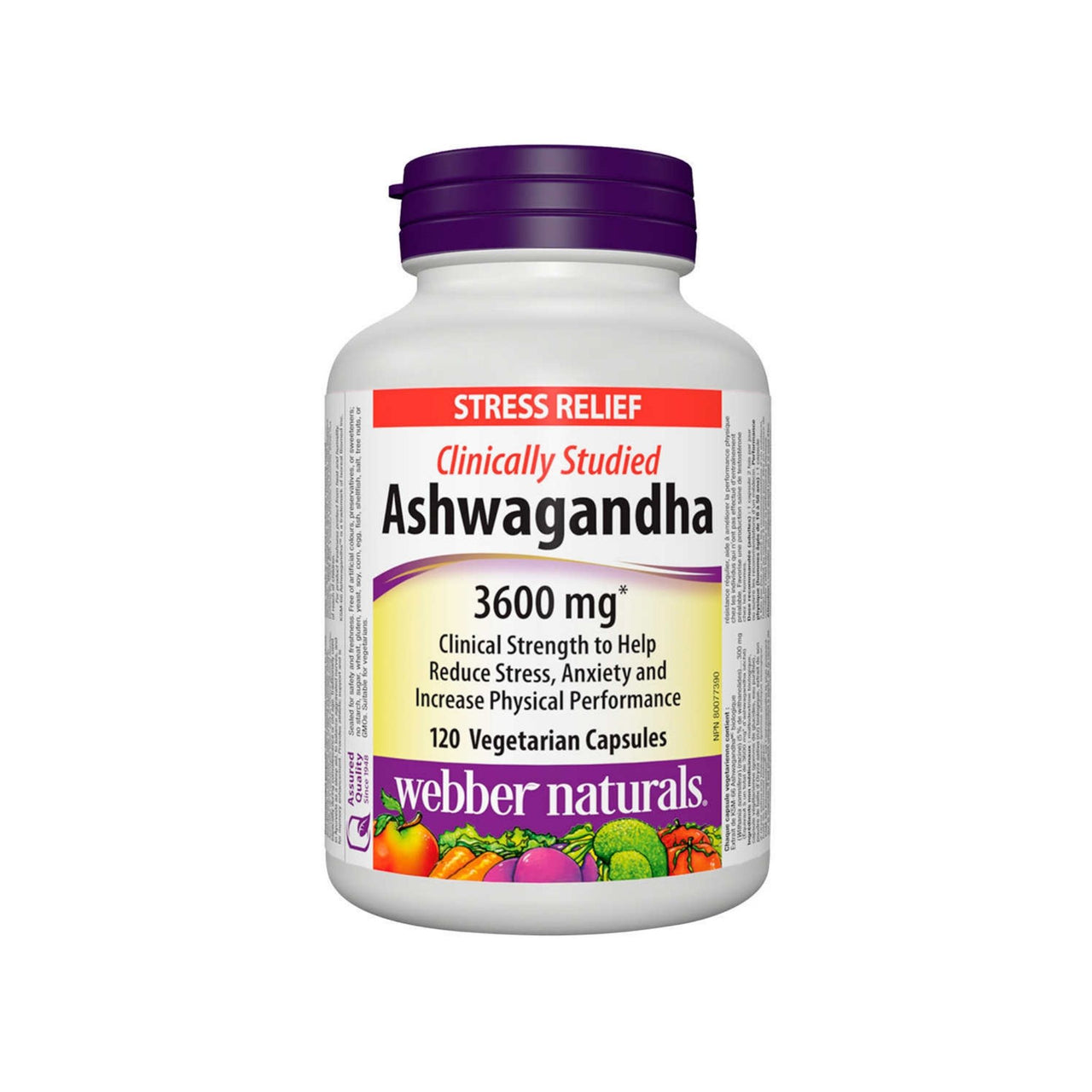 Image of Webber Naturals Ashwagandha Stress Reliever 3,600mg 120-Pack - 1 x 294 Grams
