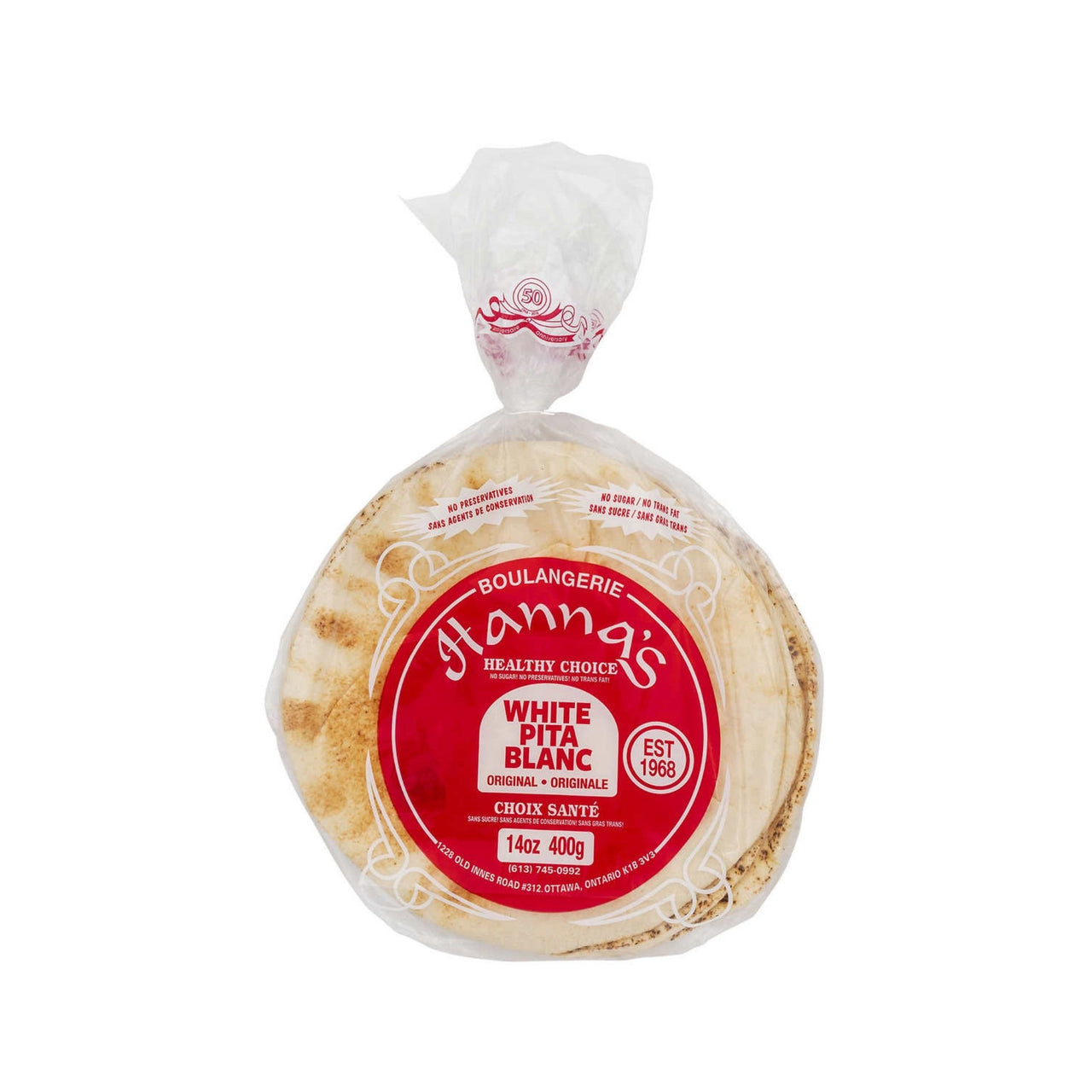 Image of Hanna’s 10-inch White Pita Bread - 3 x 400 Grams