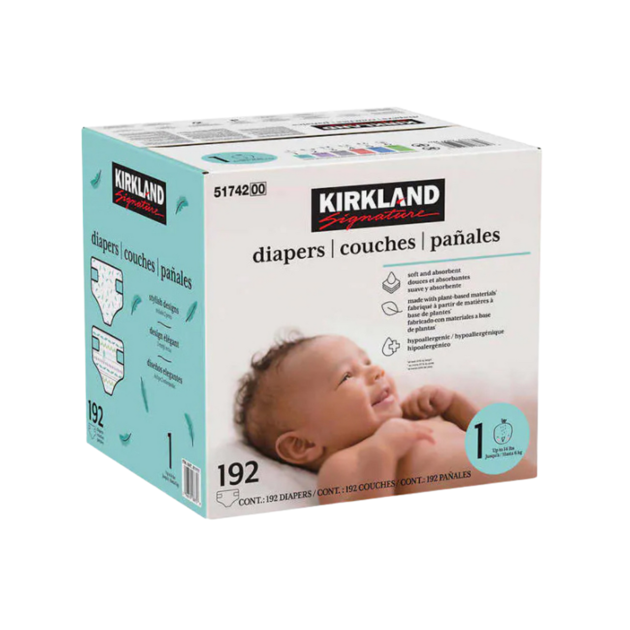 Image of Kirkland Signature Supreme Diapers, Size 1, 192-Pack - 1 x 4490 Grams