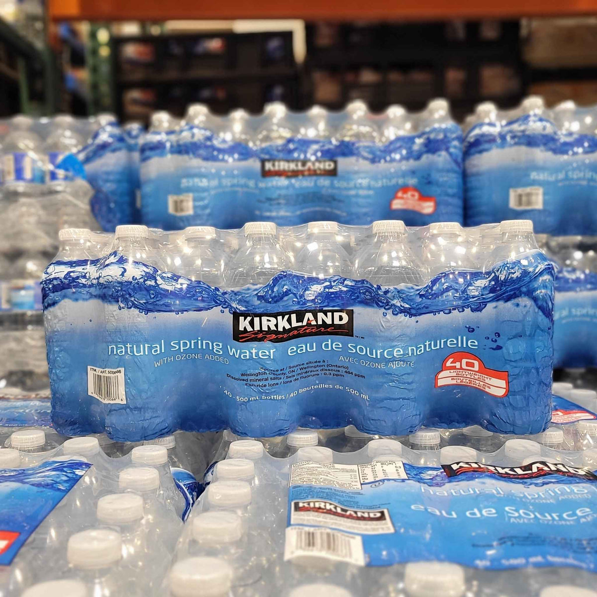 Image of Kirkland Natural Spring Water 40-Pack - 40 x 500 Grams