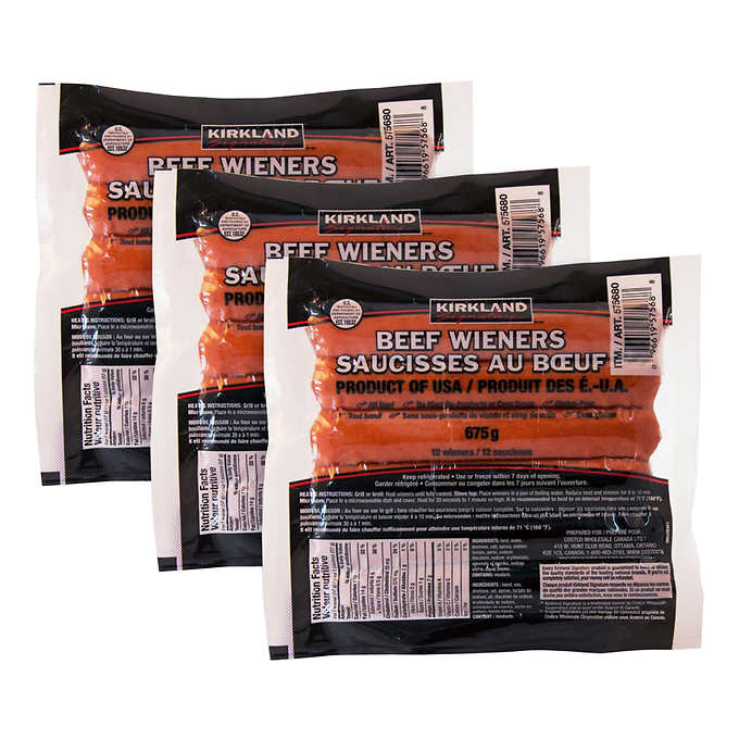 Image of Kirkland Beef Wieners - 3 x 675 Grams