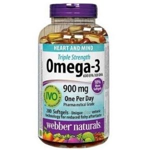 Image of Webber Naturals Triple Strength Omega3 Softgels 200-Pack - 1 x 256 Grams