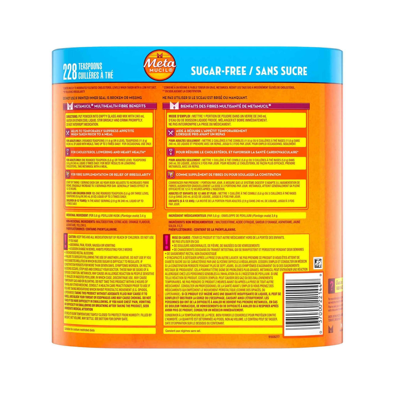 Image of Metamucil 3 in 1 MultiHealth Fibre Supplement Powder Sugar-Free, 228 Doses